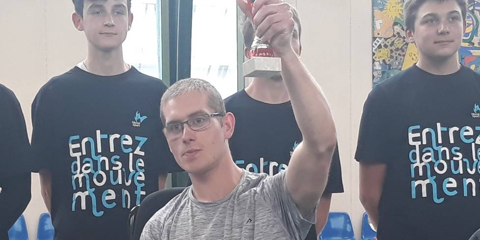 Nicolas Pfeiffer, vainqueur du titre de « Champion de Normandie de Boccia » en handisport dans la catégorie NE1, soutenu par Atlas sécurité privée